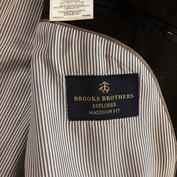 Brooks Brothers Explorer Blazer Jacket 44L Black Madison Fit Two Button Wool - Picture 12 of 13